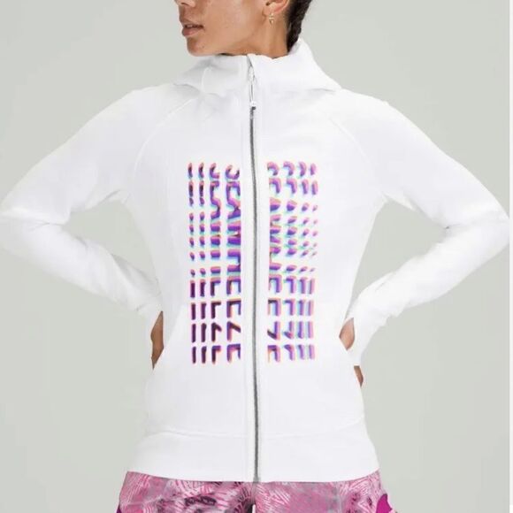 lululemon athletica Tops - Lululemon Scuba Full Zip Hoodie White Seawheeze NEW